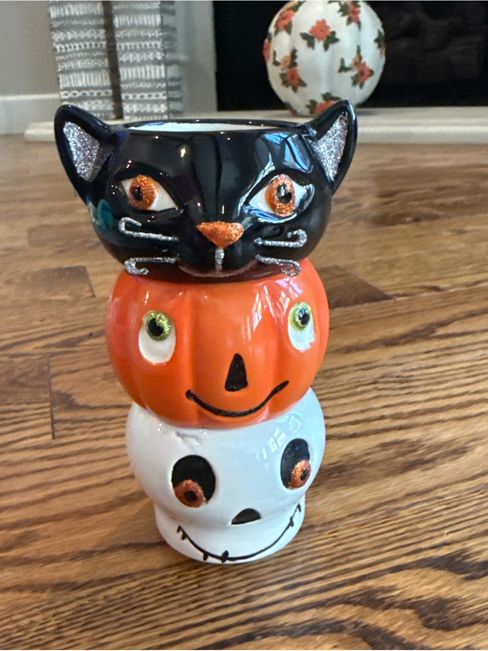 Hallmark Black, Orange & White Stacked Halloween Tea Candle Votive